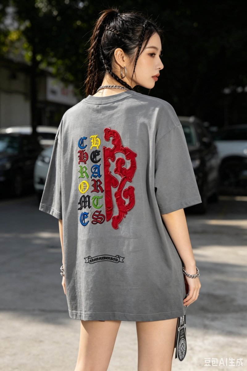 Chrome Hearts Multicolor Logo Grey T-Shirt