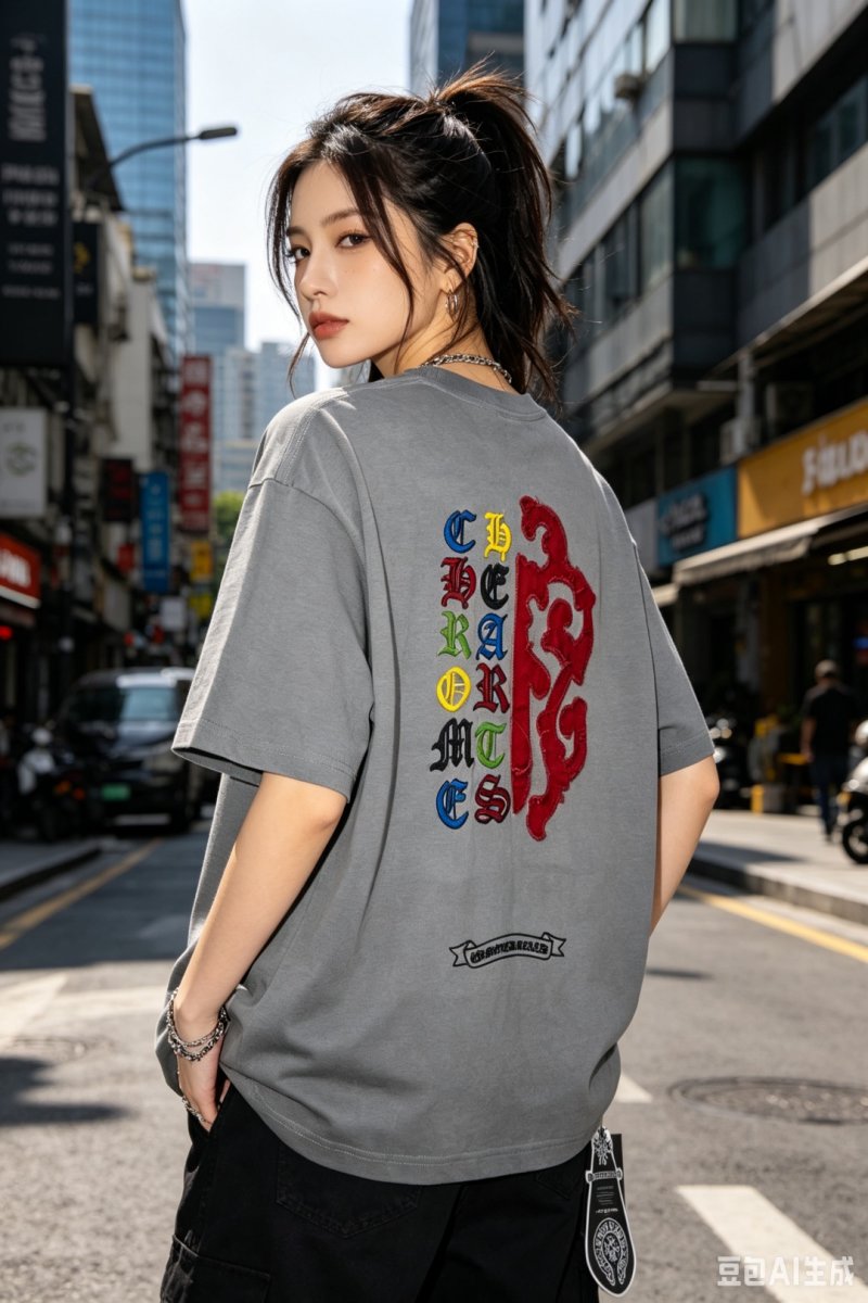Chrome Hearts Multicolor Logo Grey T-Shirt view