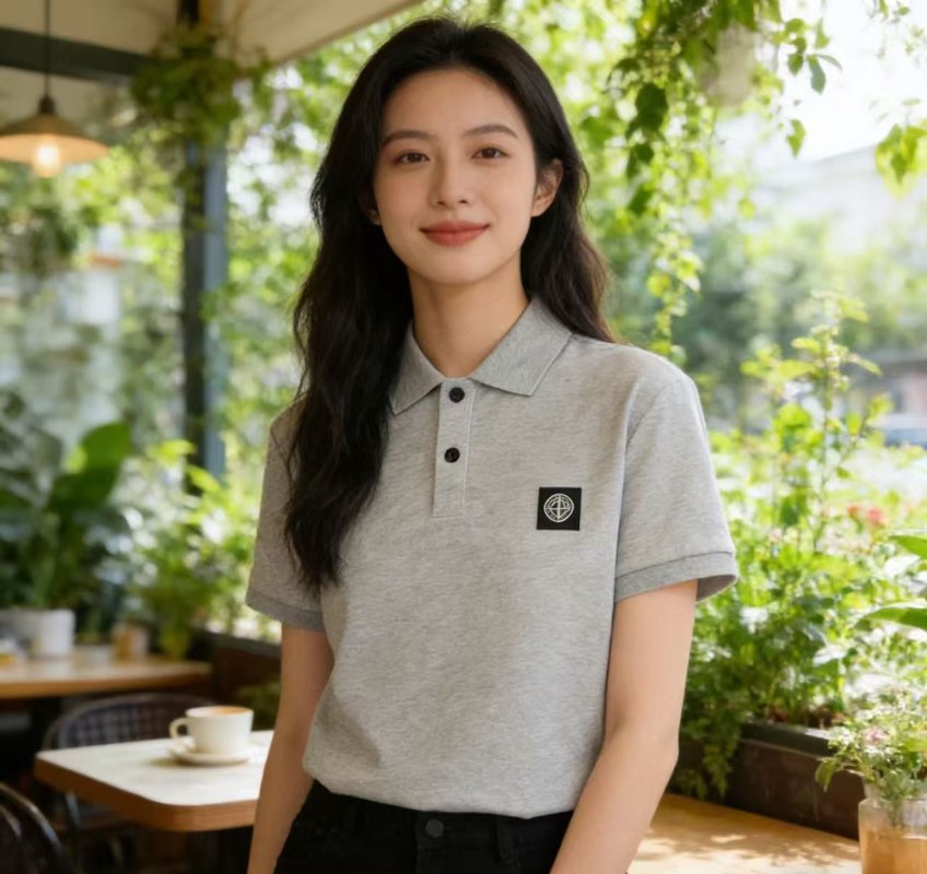 Stone Island Compass Polo Shirt Light Grey view