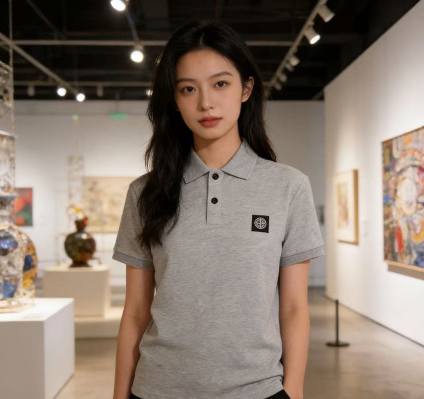 Stone Island Compass Polo Shirt Light Grey view