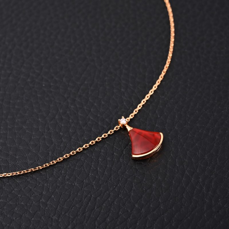 Bvlgari Fan Pendant Gold Necklace Red Stone view