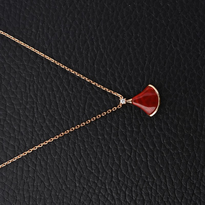 Bvlgari Fan Pendant Gold Necklace Red Stone view