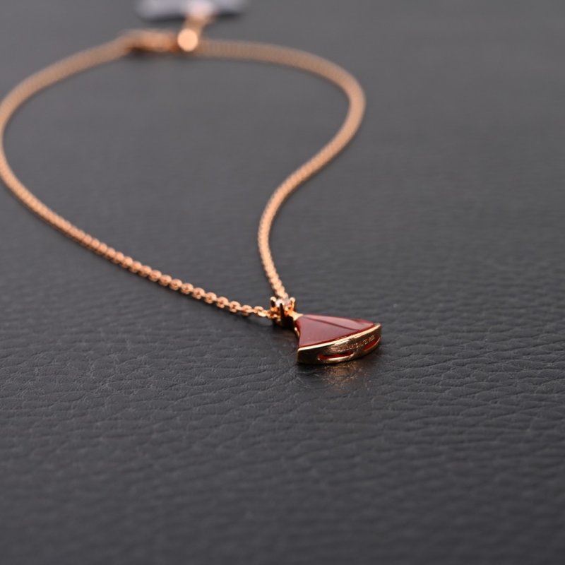 Bvlgari Fan Pendant Gold Necklace Red Stone view