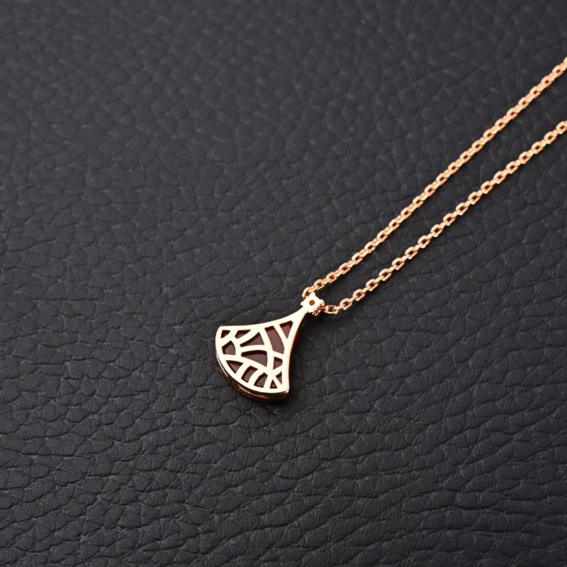 Bvlgari Fan Pendant Gold Necklace Red Stone view
