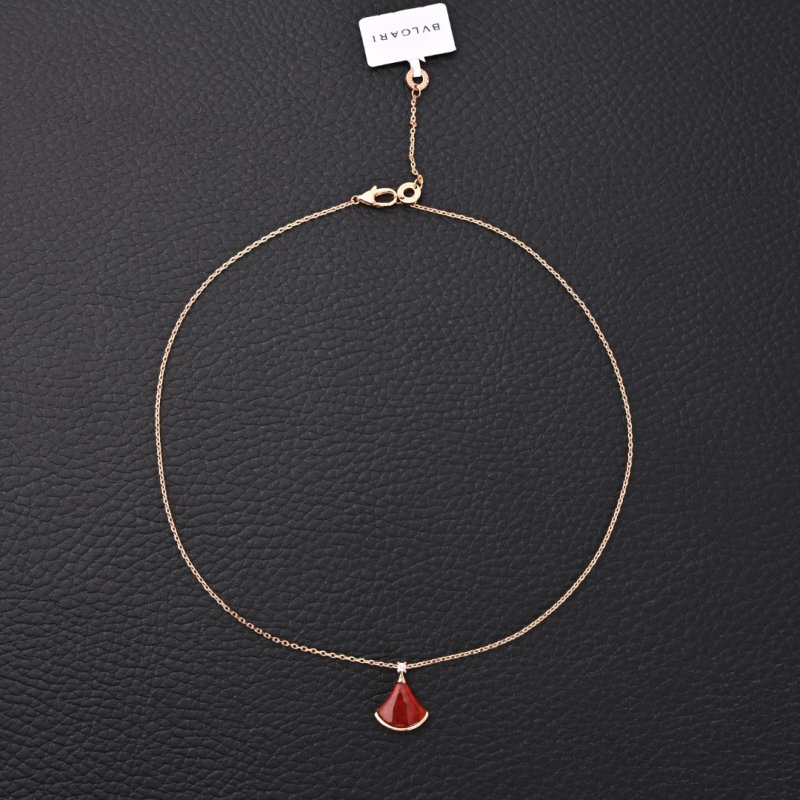 Bvlgari Fan Pendant Gold Necklace Red Stone view