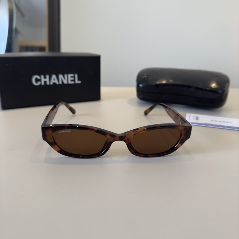 Chanel Tortoiseshell Oval Sunglasses Brown view