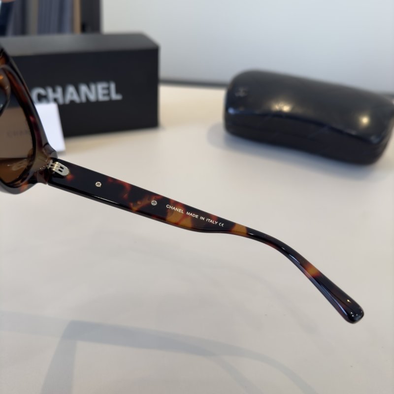 Chanel Tortoiseshell Oval Sunglasses Brown view