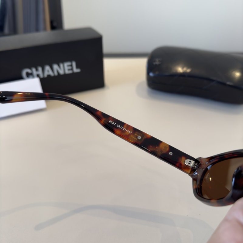 Chanel Tortoiseshell Oval Sunglasses Brown view