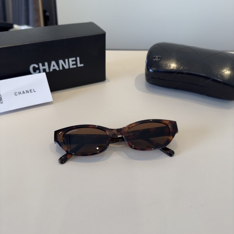 Chanel Tortoiseshell Oval Sunglasses Brown view