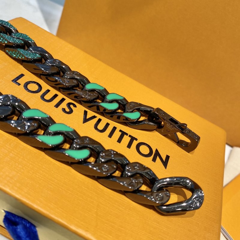 Louis Vuitton Chain Links Patches Green Black Bracelet view