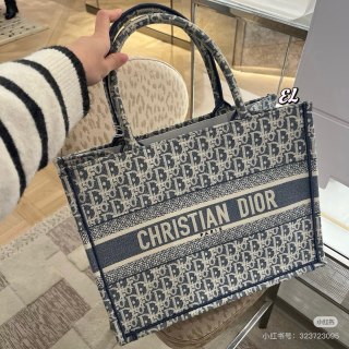 Christian Dior Book Tote Bag Navy Monogram Canvas view 3