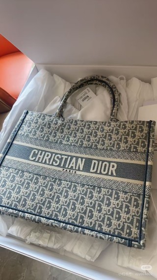 Christian Dior Book Tote Bag Navy Monogram Canvas view 5