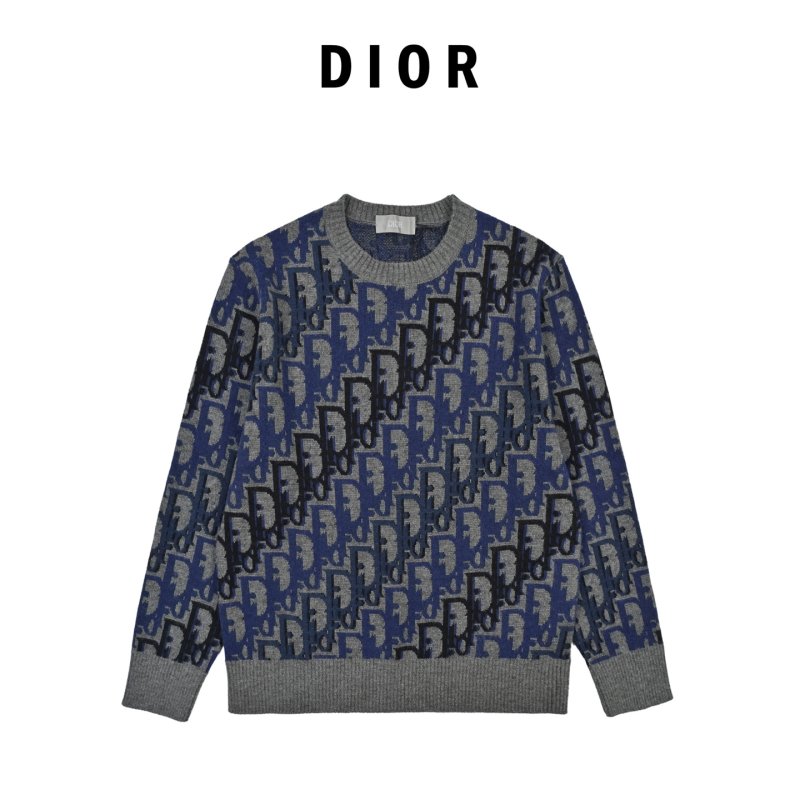 Dior Monogram Knit Cardigan Navy & Grey view