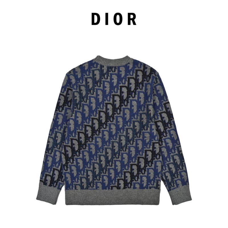 Dior Monogram Knit Cardigan Navy & Grey view