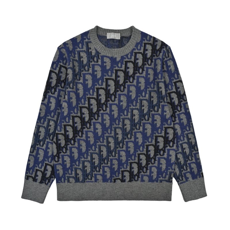 Dior Monogram Knit Cardigan Navy & Grey view