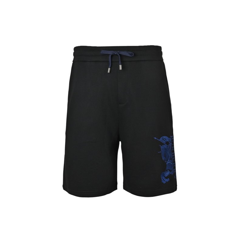 Black Embroidered Dragon Shorts with Drawstring view