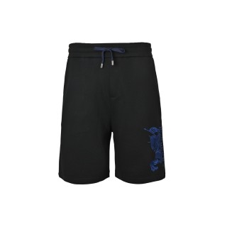 Black Embroidered Dragon Shorts with Drawstring view 7