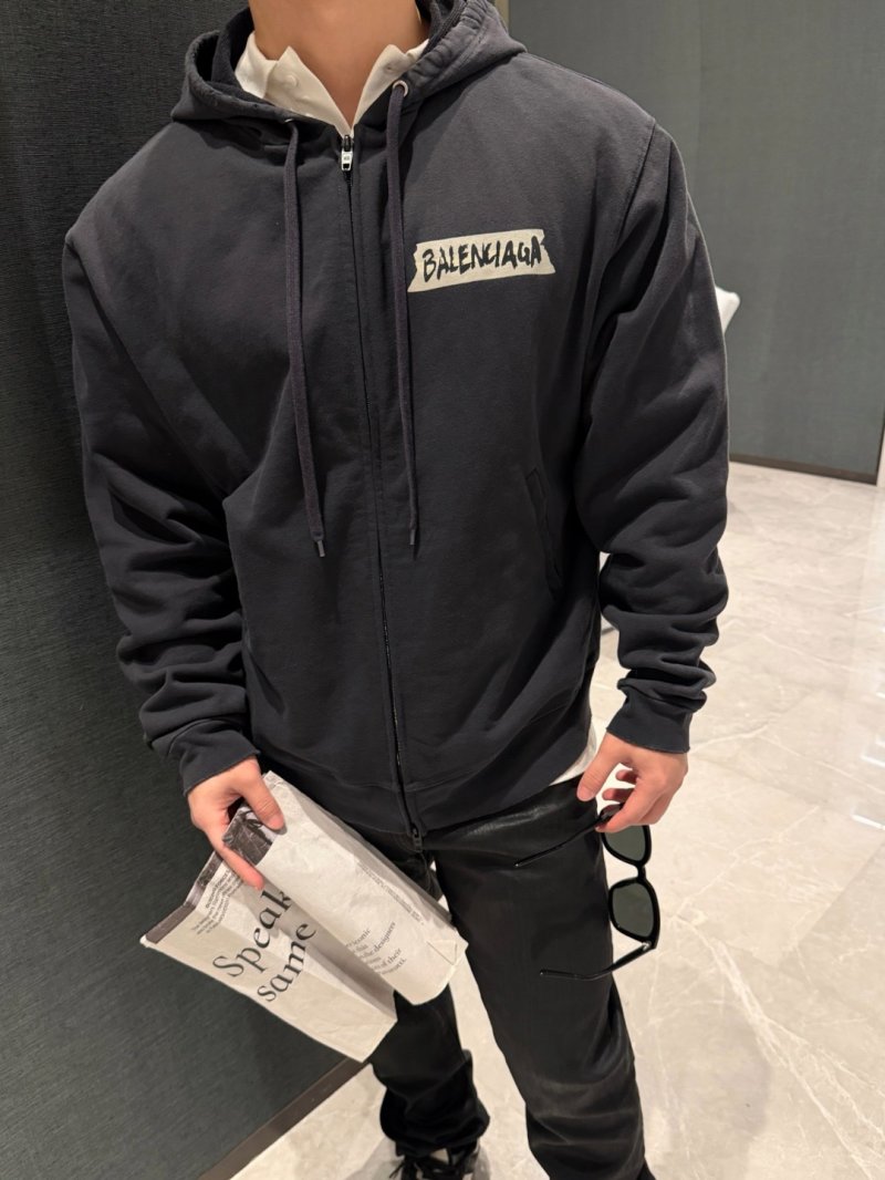 Balenciaga Black Logo Zip Hoodie