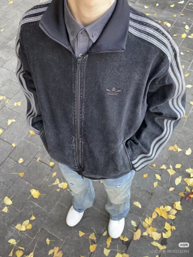 Adidas Trefoil Three Stripe Black Denim Jacket view