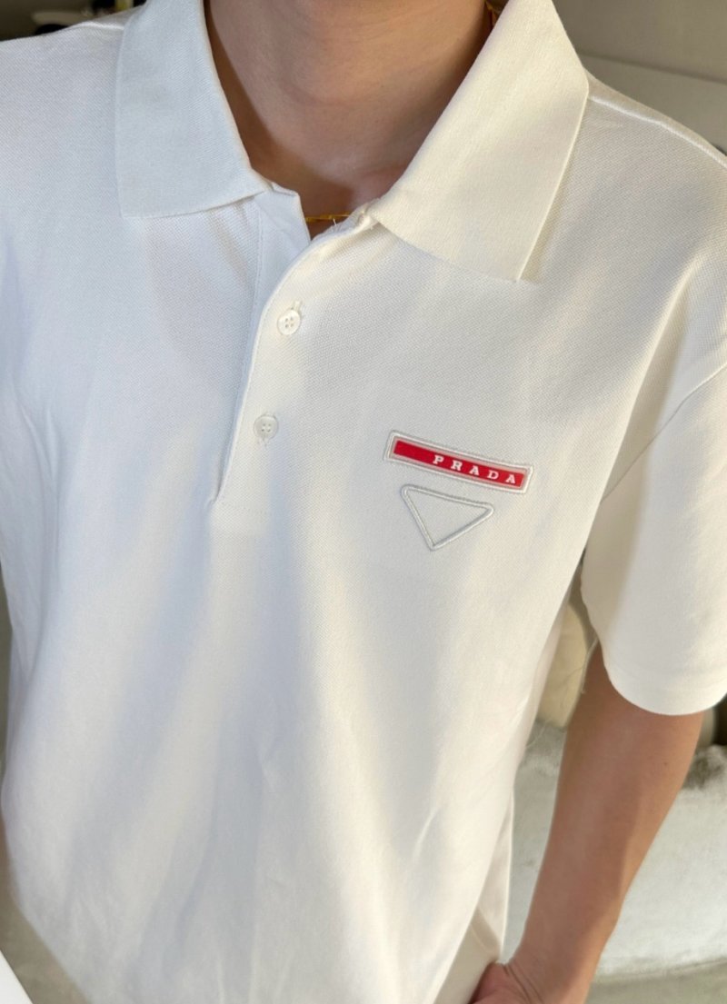 Prada Triangle Logo Polo Shirt - White