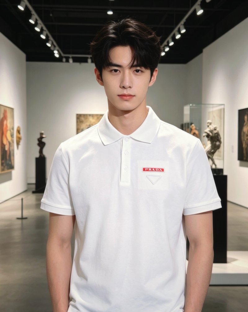 Prada Triangle Logo Polo Shirt - White view