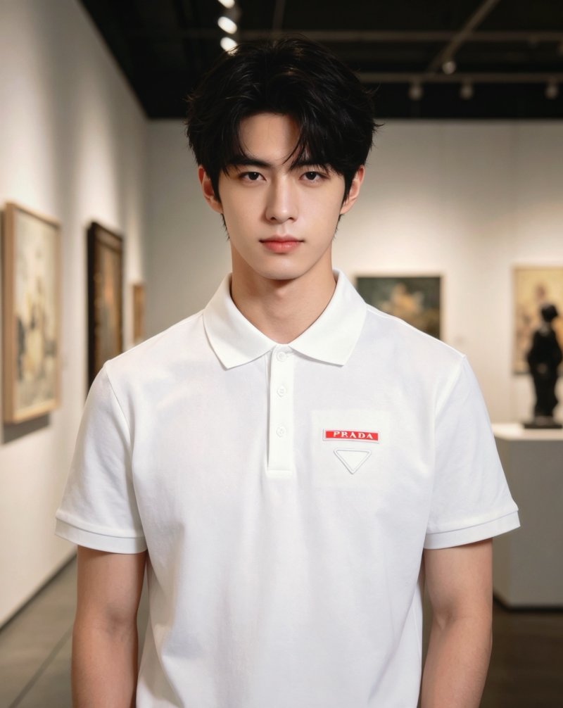 Prada Triangle Logo Polo Shirt - White view