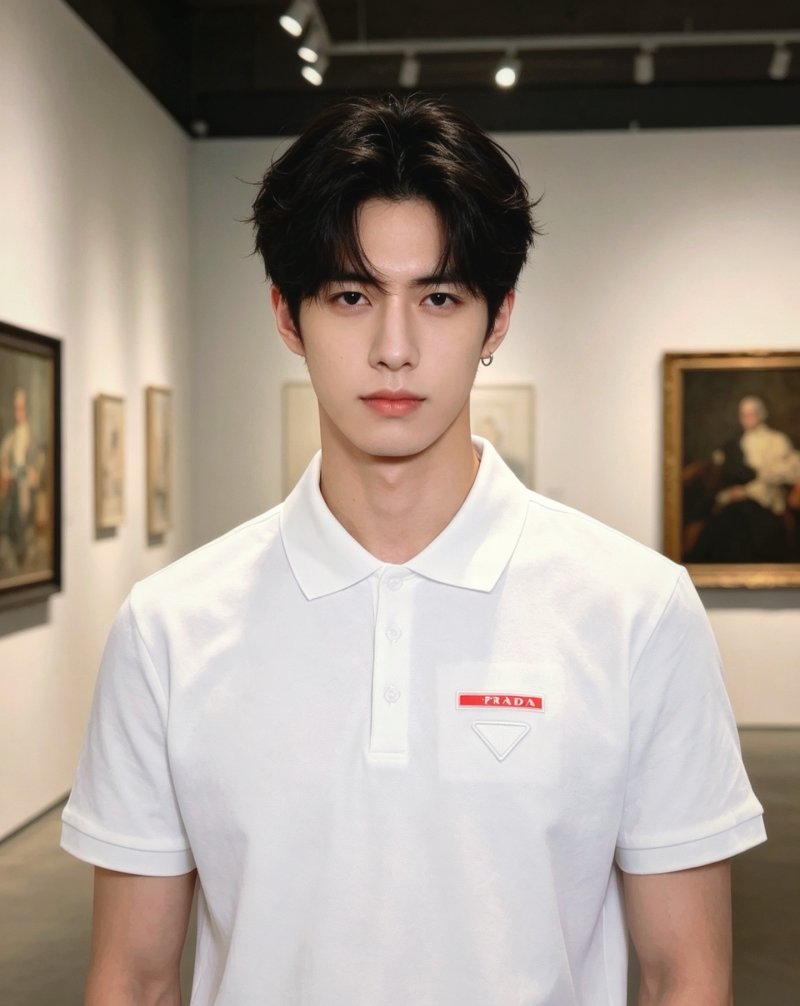 Prada Triangle Logo Polo Shirt - White view