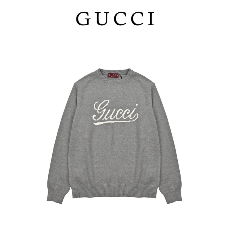 Gucci Script Logo Grey Crewneck Sweater view