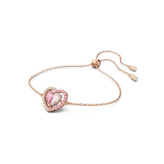 Swarovski Split Heart Pink & Clear Crystal Rose Gold Necklace view 5