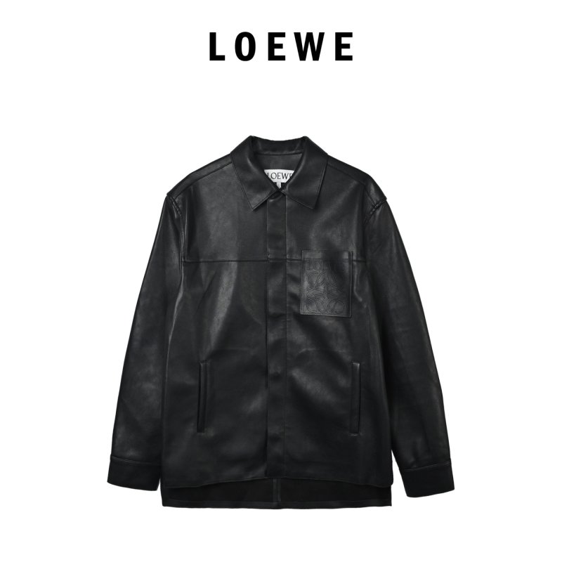 Black Leather Shirt Jacket view