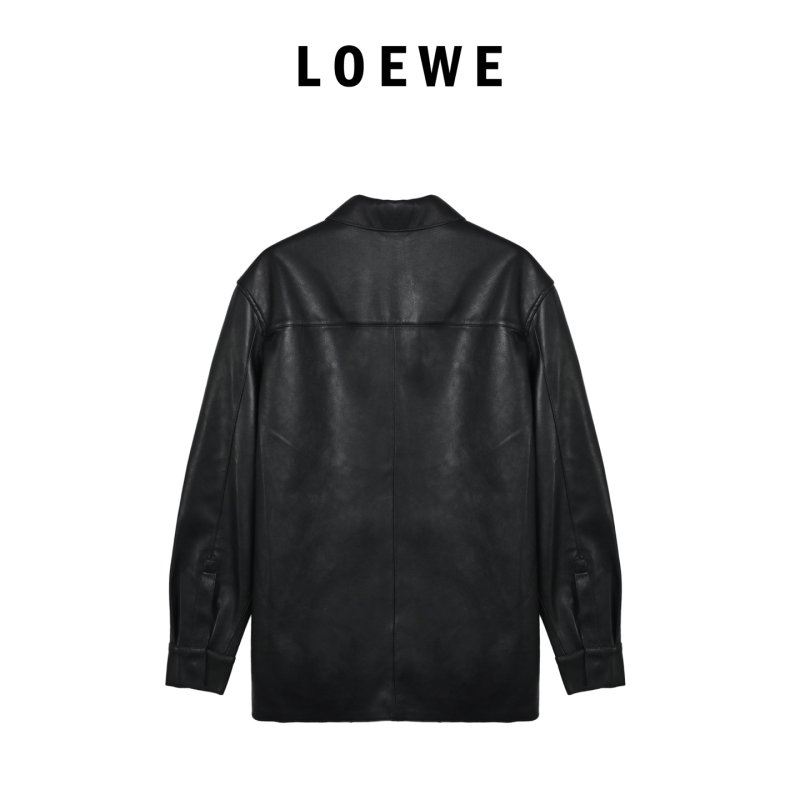 Black Leather Shirt Jacket view