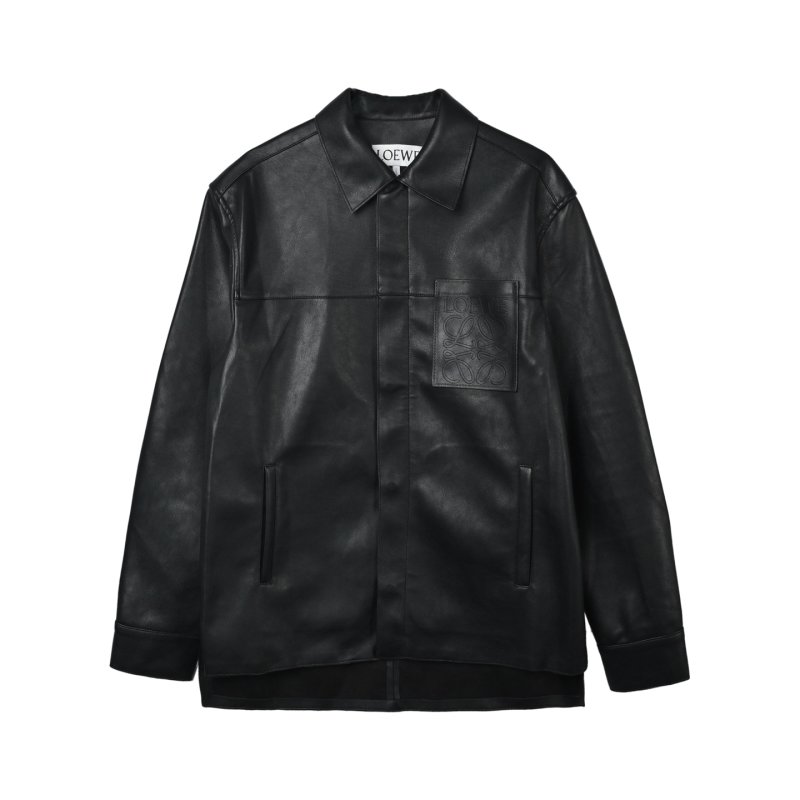Black Leather Shirt Jacket view