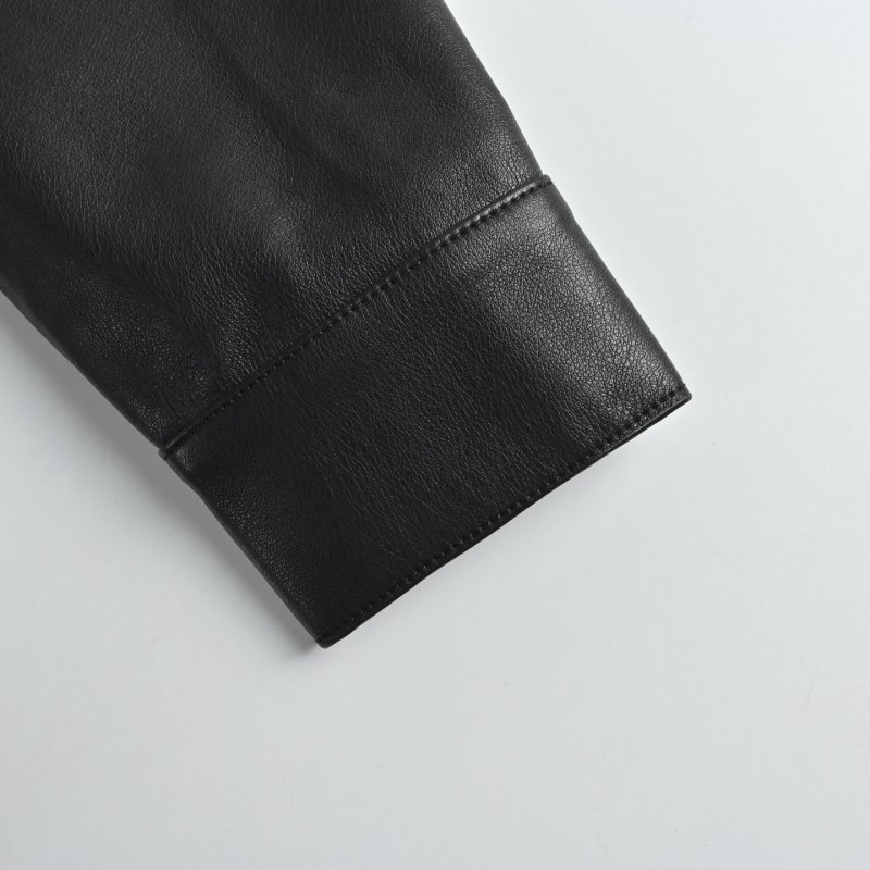 Black Leather Shirt Jacket view
