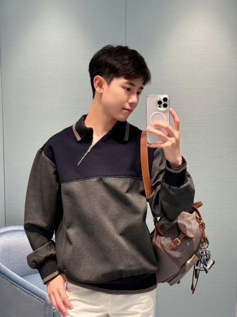 Color-Block Half-Zip Pullover Jacket Navy & Grey