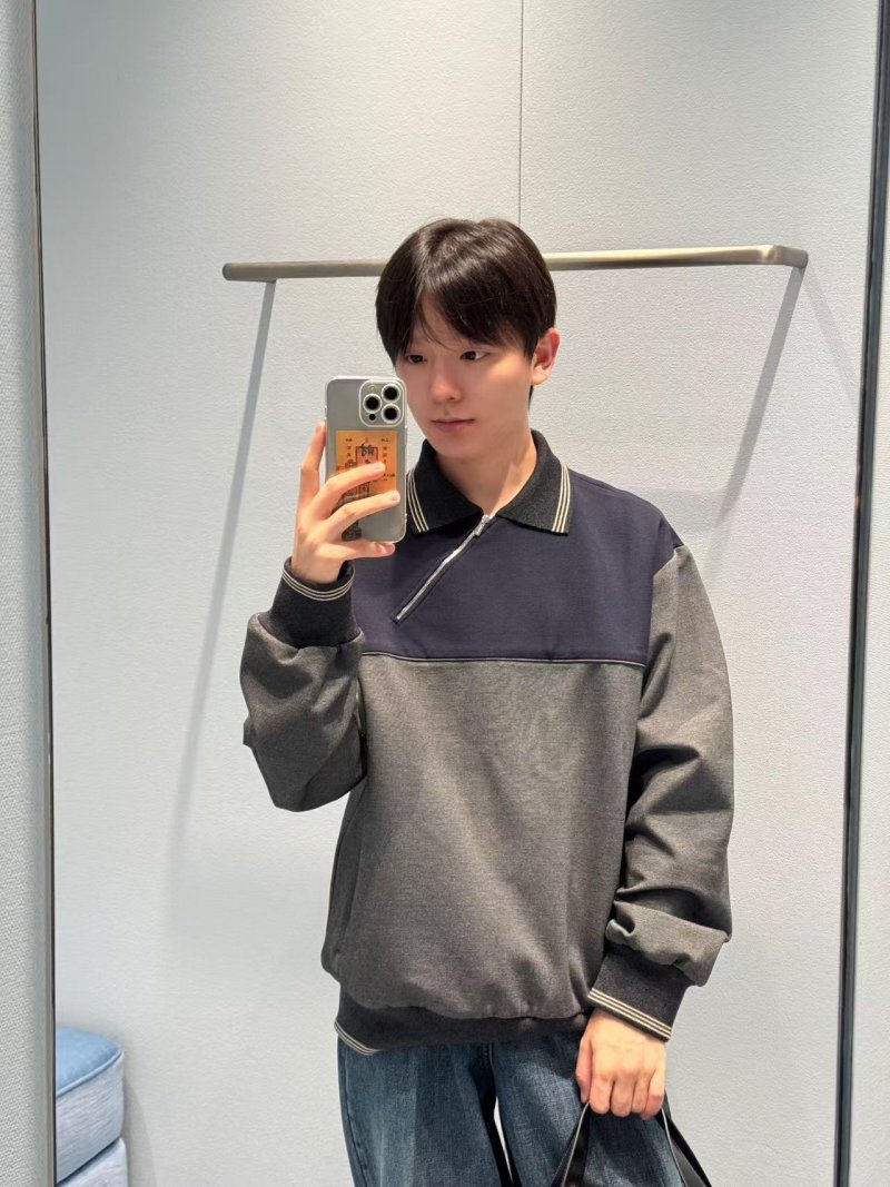Color-Block Half-Zip Pullover Jacket Navy & Grey view