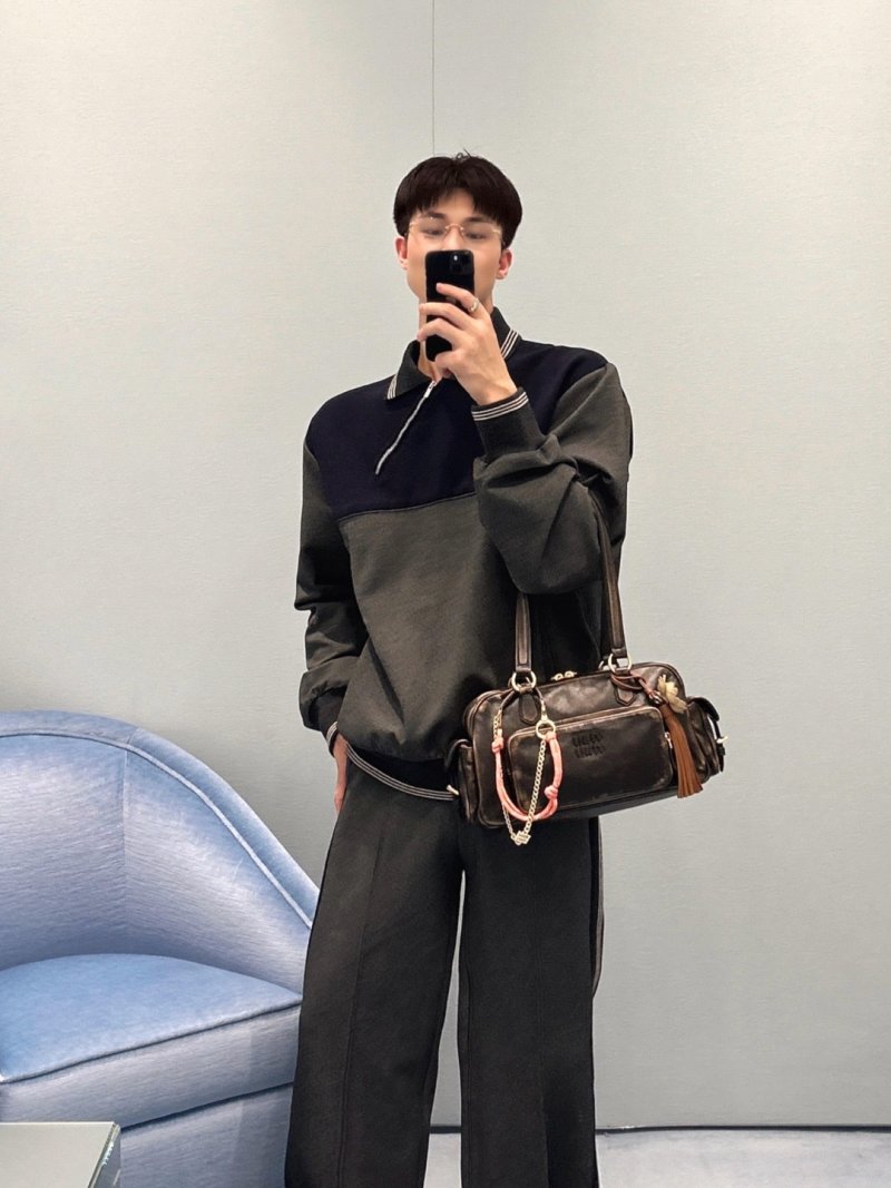 Color-Block Half-Zip Pullover Jacket Navy & Grey view