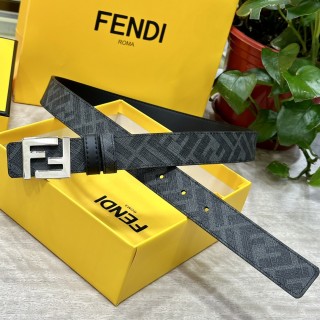 Fendi FF Logo Black Leather Belt 3.0cm