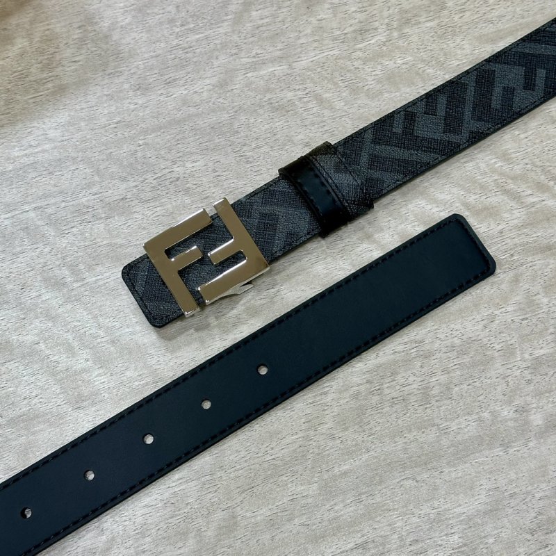 Fendi FF Logo Black Leather Belt 3.0cm view