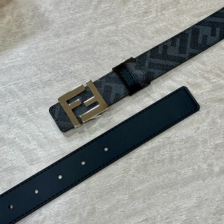 Fendi FF Logo Black Leather Belt 3.0cm view 3