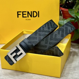 Fendi FF Logo Black Leather Belt 3.0cm view 4