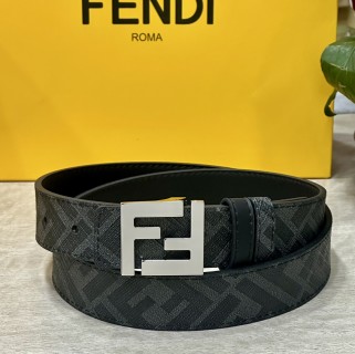Fendi FF Logo Black Leather Belt 3.0cm view 5