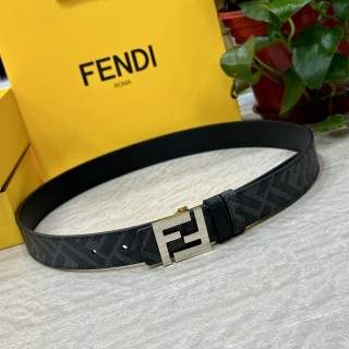 Fendi FF Logo Black Leather Belt 3.0cm view 6
