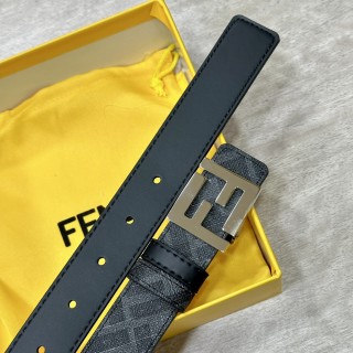 Fendi FF Logo Black Leather Belt 3.0cm view 7