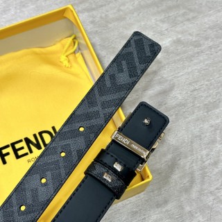 Fendi FF Logo Black Leather Belt 3.0cm view 8