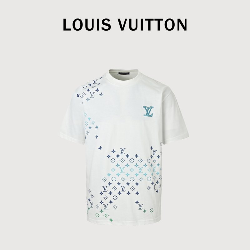 Louis Vuitton Monogram Gradient Embroidered White T-Shirt view