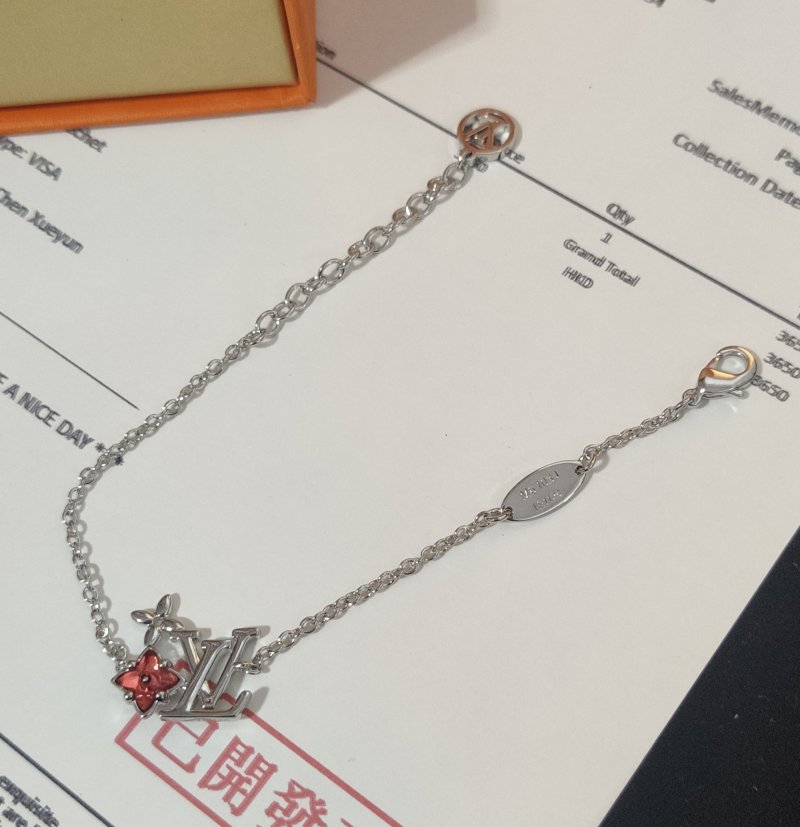 Louis Vuitton LV Monogram Flower Chain Bracelet Silver view