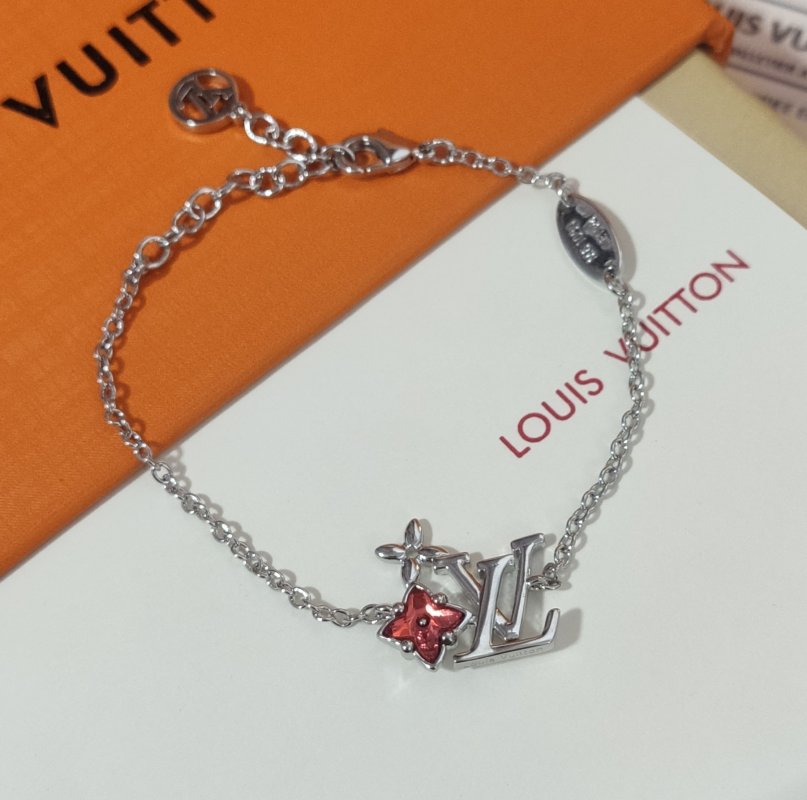 Louis Vuitton LV Monogram Flower Chain Bracelet Silver view