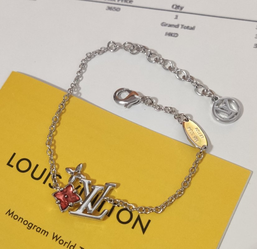 Louis Vuitton LV Monogram Flower Chain Bracelet Silver view