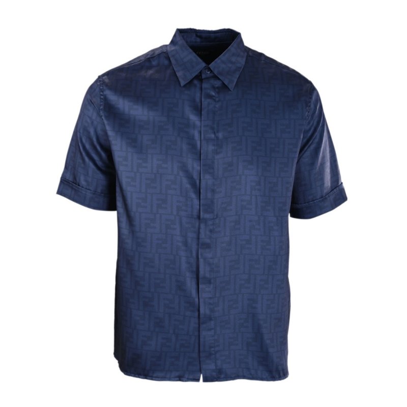 Dark Indigo Denim Button-Up Shirt with Contrast Stripe view