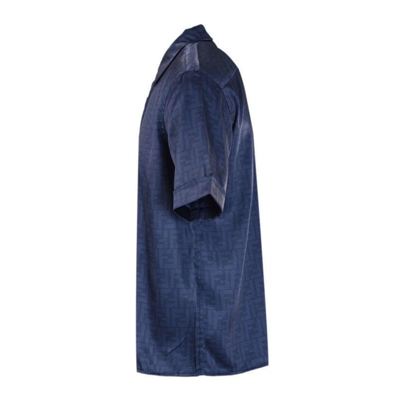 Dark Indigo Denim Button-Up Shirt with Contrast Stripe view